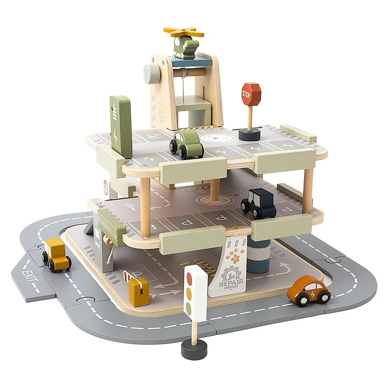 kids Wooden Parking Lot Toy Set
